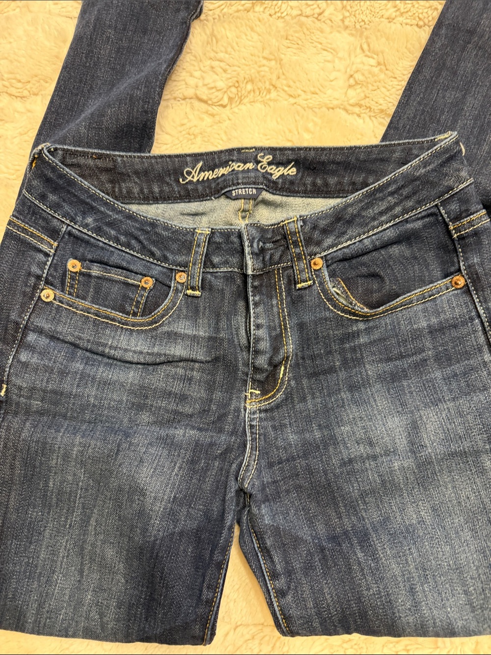 American Eagle Outfitters Women's Indigo Skinny Jeans with Contrast Stitching
